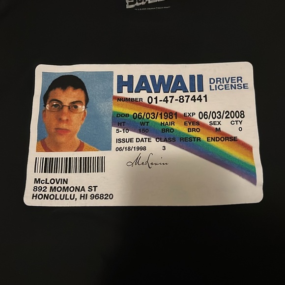 Superbad Mclovin drivers license T-shirt - Picture 2 of 3